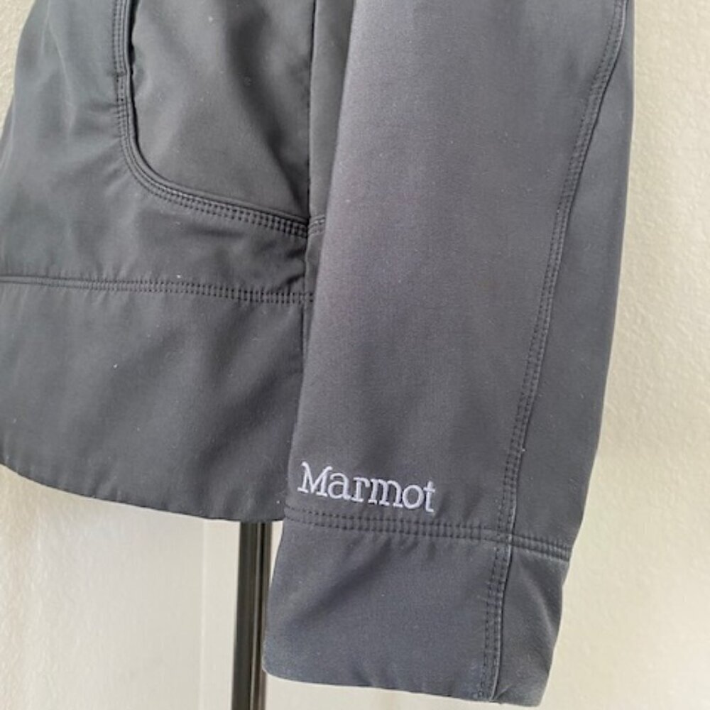 MARMOT Black Full Zip Hooded SoftShell Windbreaker Jacket Coat Large - Picture 10 of 12